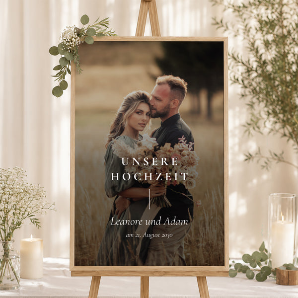 Begrüßungstafel Hochzeit Porträt 60 x 90 cm foto