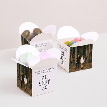 Geschenkbox Hochzeit Schmetterlingsöffnung Typo Datum foto N° 3