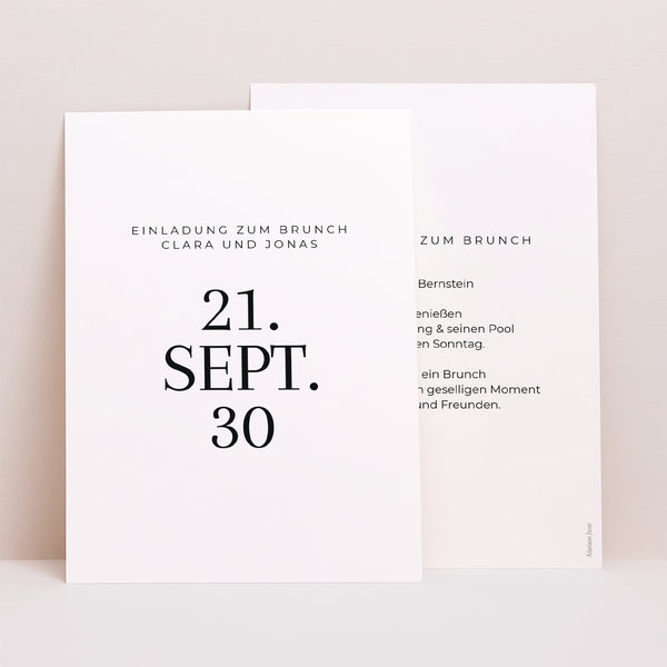 Einladungskarte Hochzeit Porträt Typo Datum foto