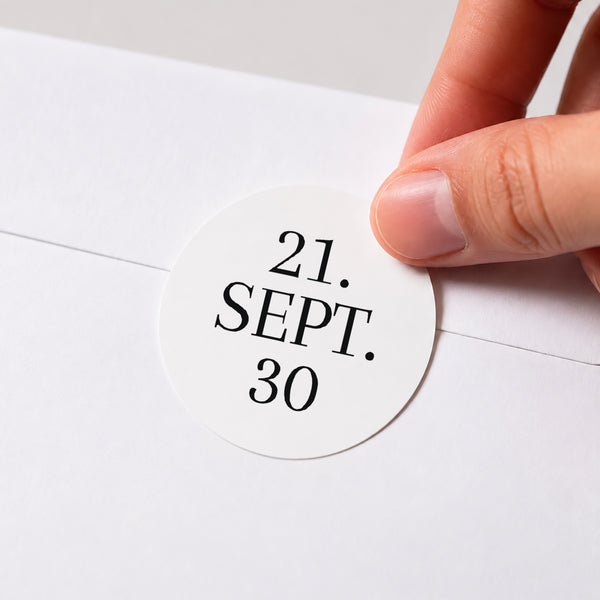 Sticker Hochzeit Rund Typo Datum foto