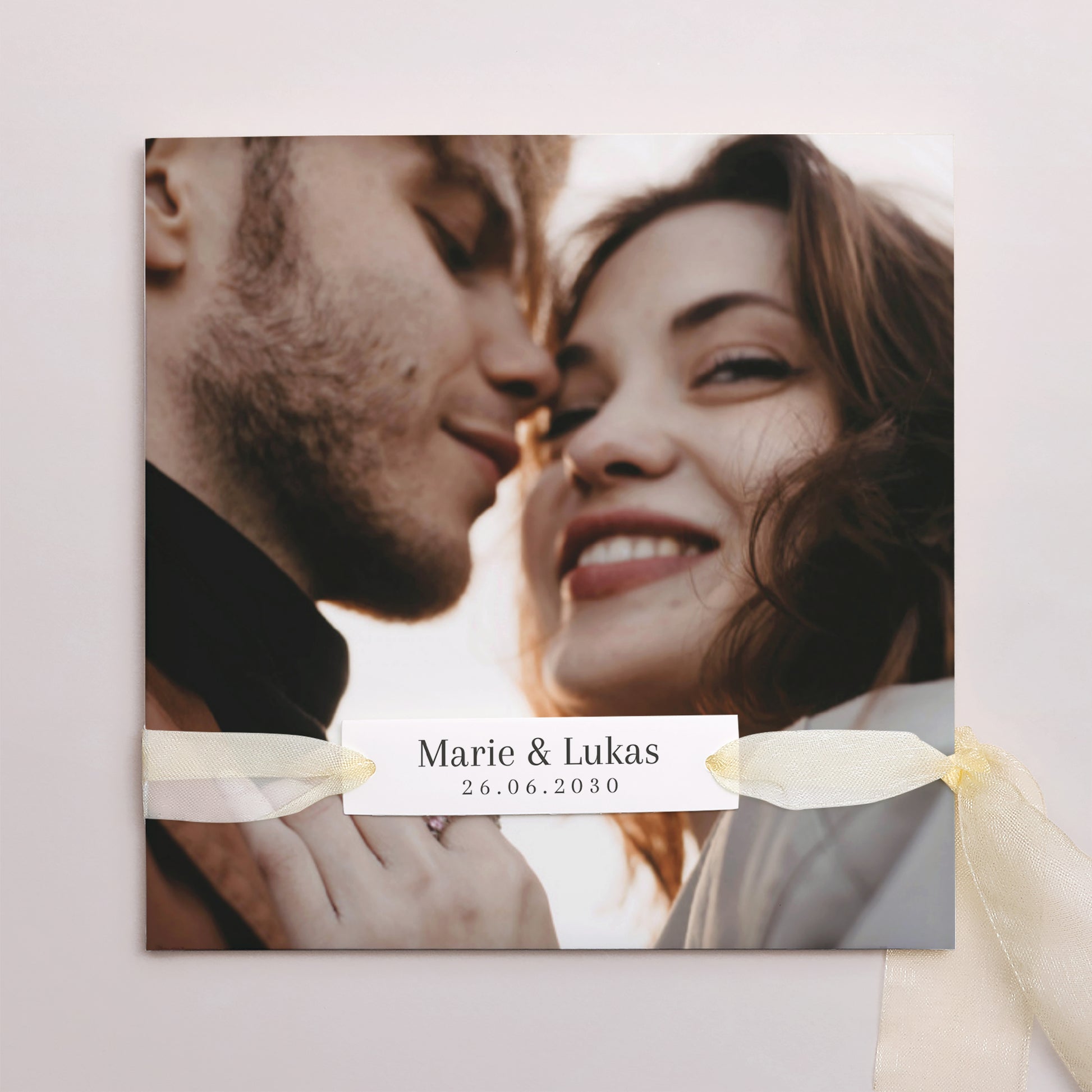 Hochzeitseinladung Quadratische Hülle, 3 Karten, Etikett foto N° 1