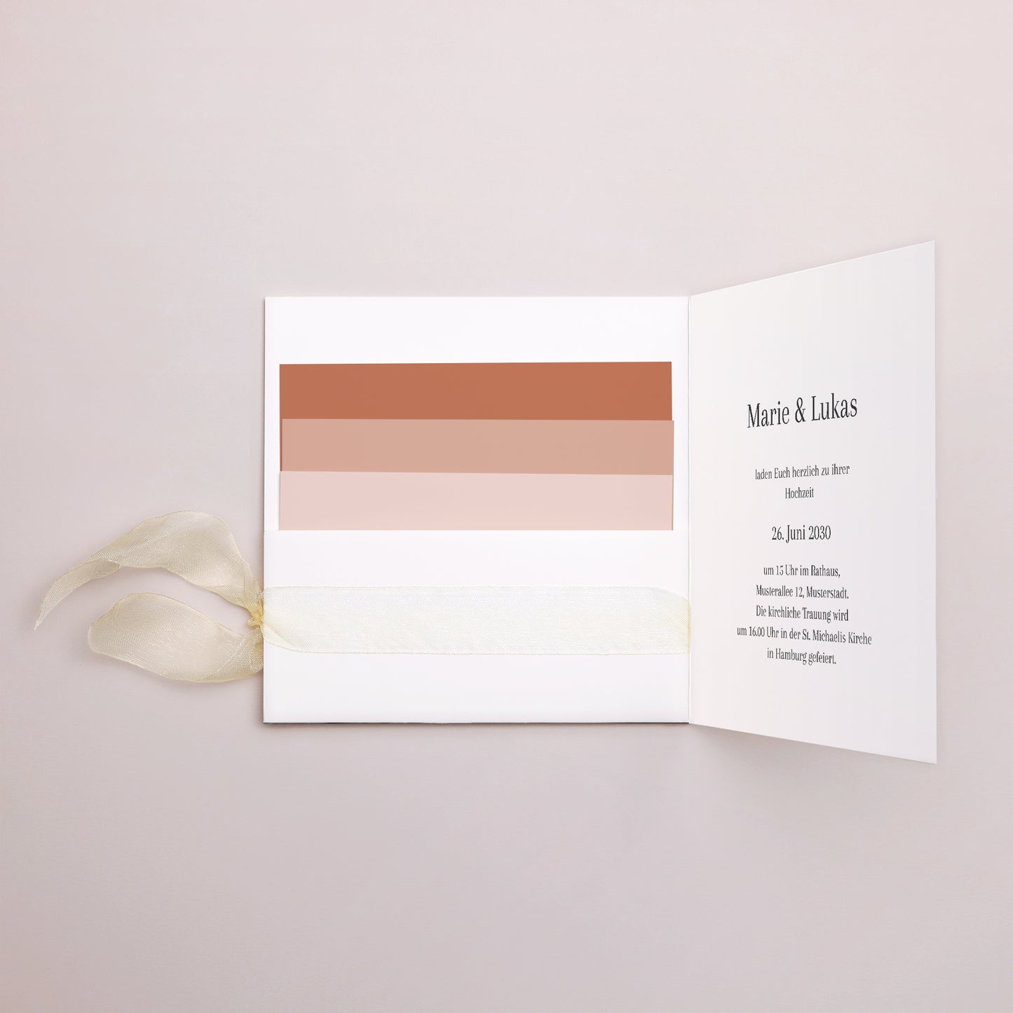 Hochzeitseinladung Quadratische Hülle, 3 Karten, Etikett foto N° 3