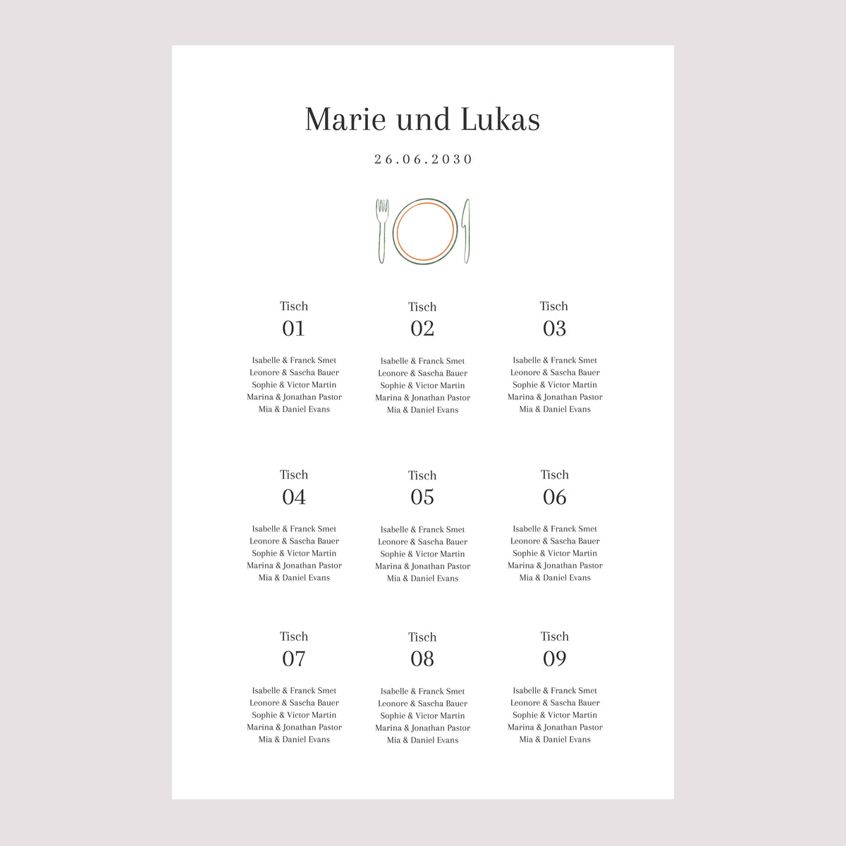 Sitzplan Hochzeit Porträt Ti amo foto N° 2