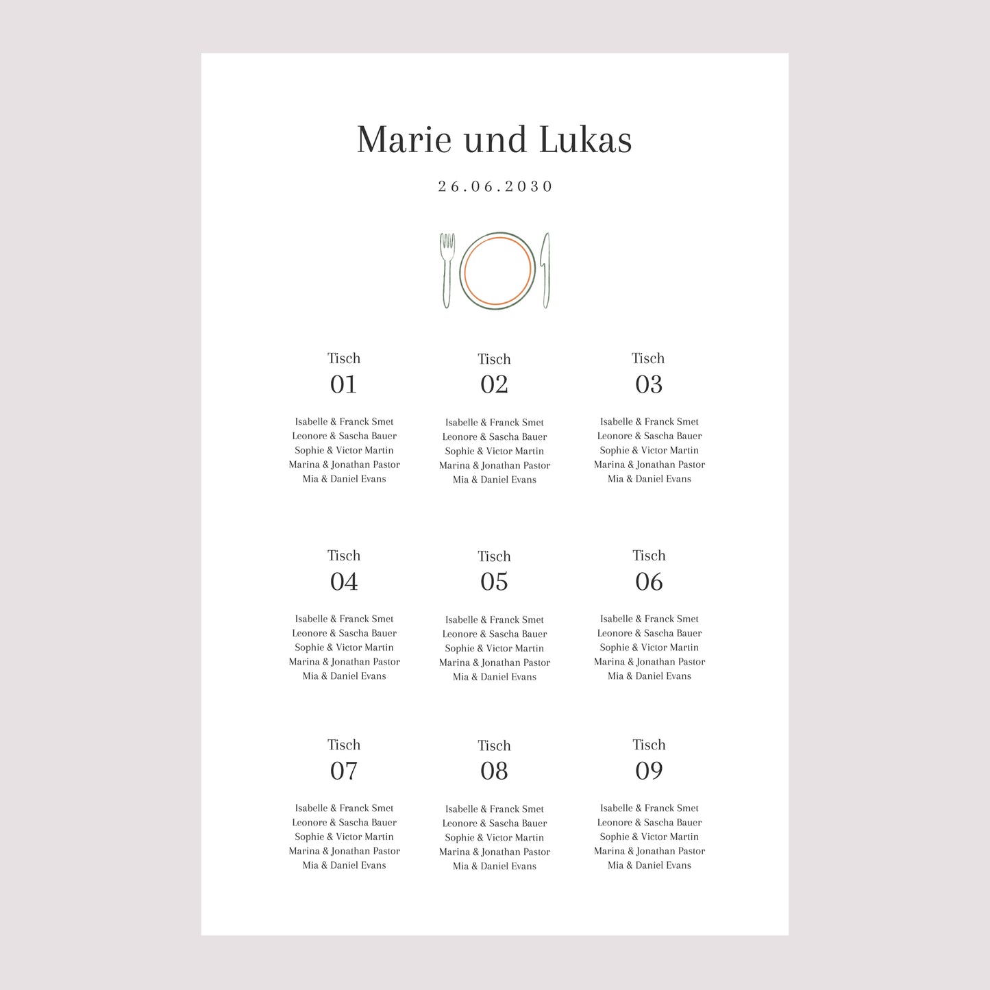 Sitzplan Hochzeit Porträt Ti amo foto N° 2