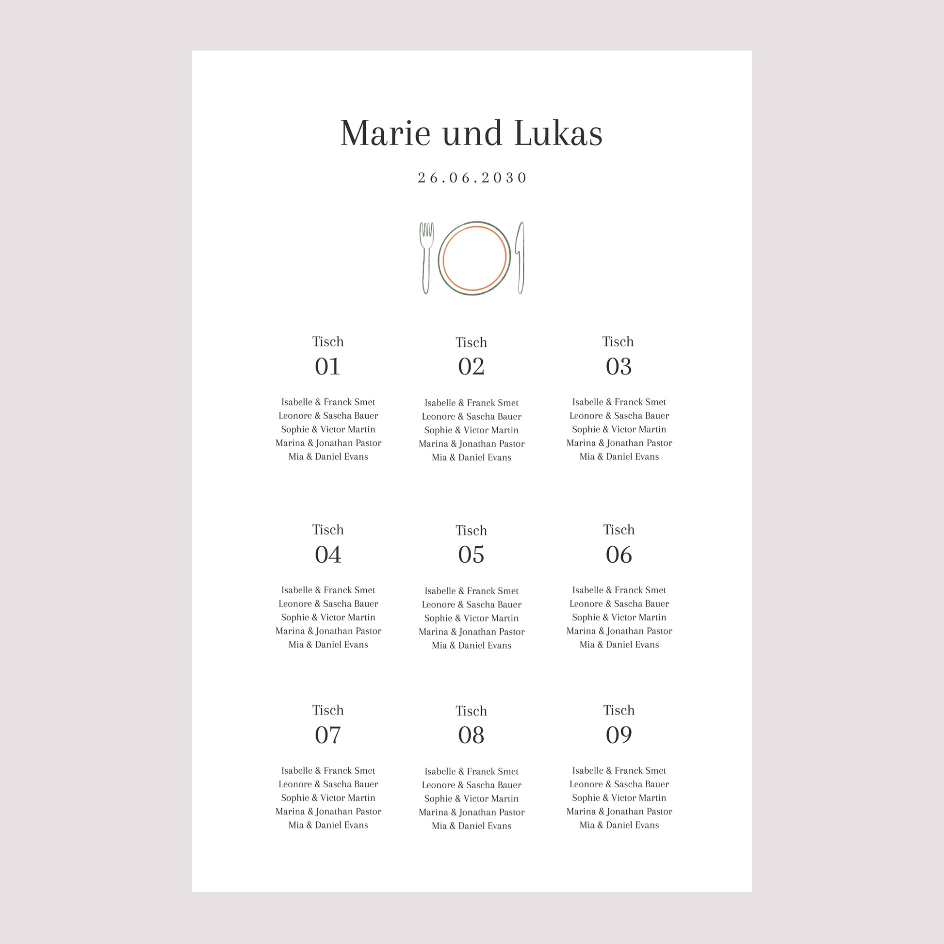 Sitzplan Hochzeit Porträt Ti amo foto N° 2