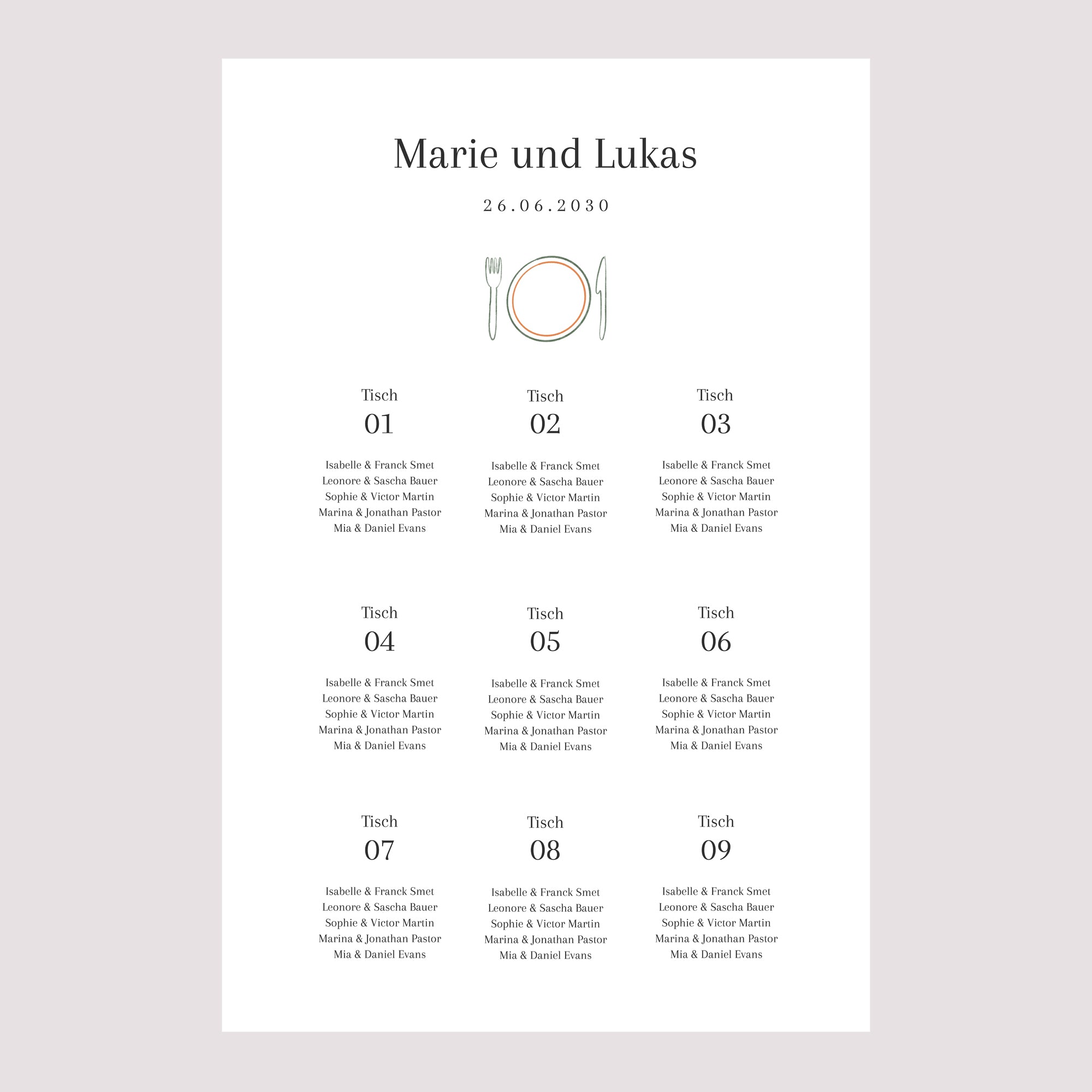 Sitzplan Hochzeit Porträt Ti amo foto N° 2
