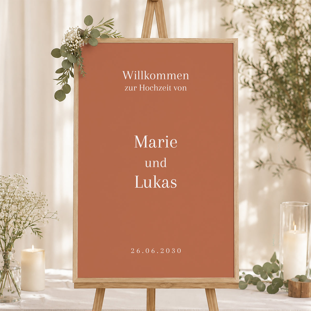 Begrüßungstafel Hochzeit Porträt 60 x 90 cm foto N° 1