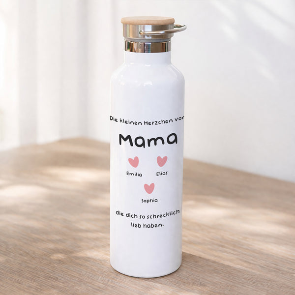 Trinkflasche Objekte 75 cl Die kleinen Herzen von Mama. foto