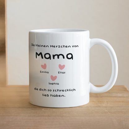 Tasse Objekte Weiß Die kleinen Herzen von Mama. foto N° 1