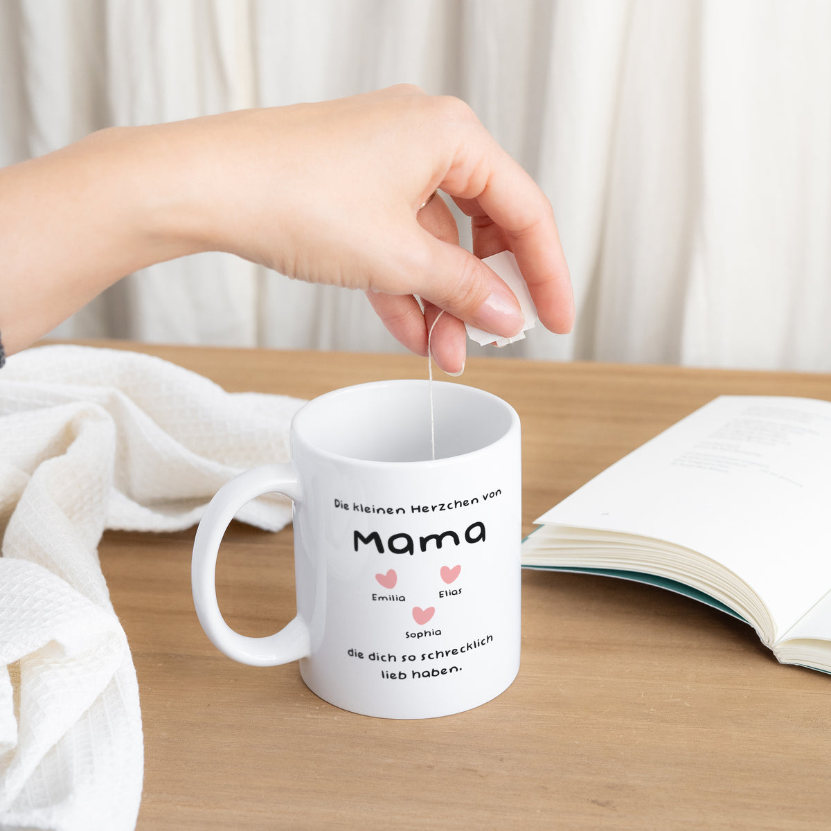 Tasse Objekte Weiß Die kleinen Herzen von Mama. foto N° 3