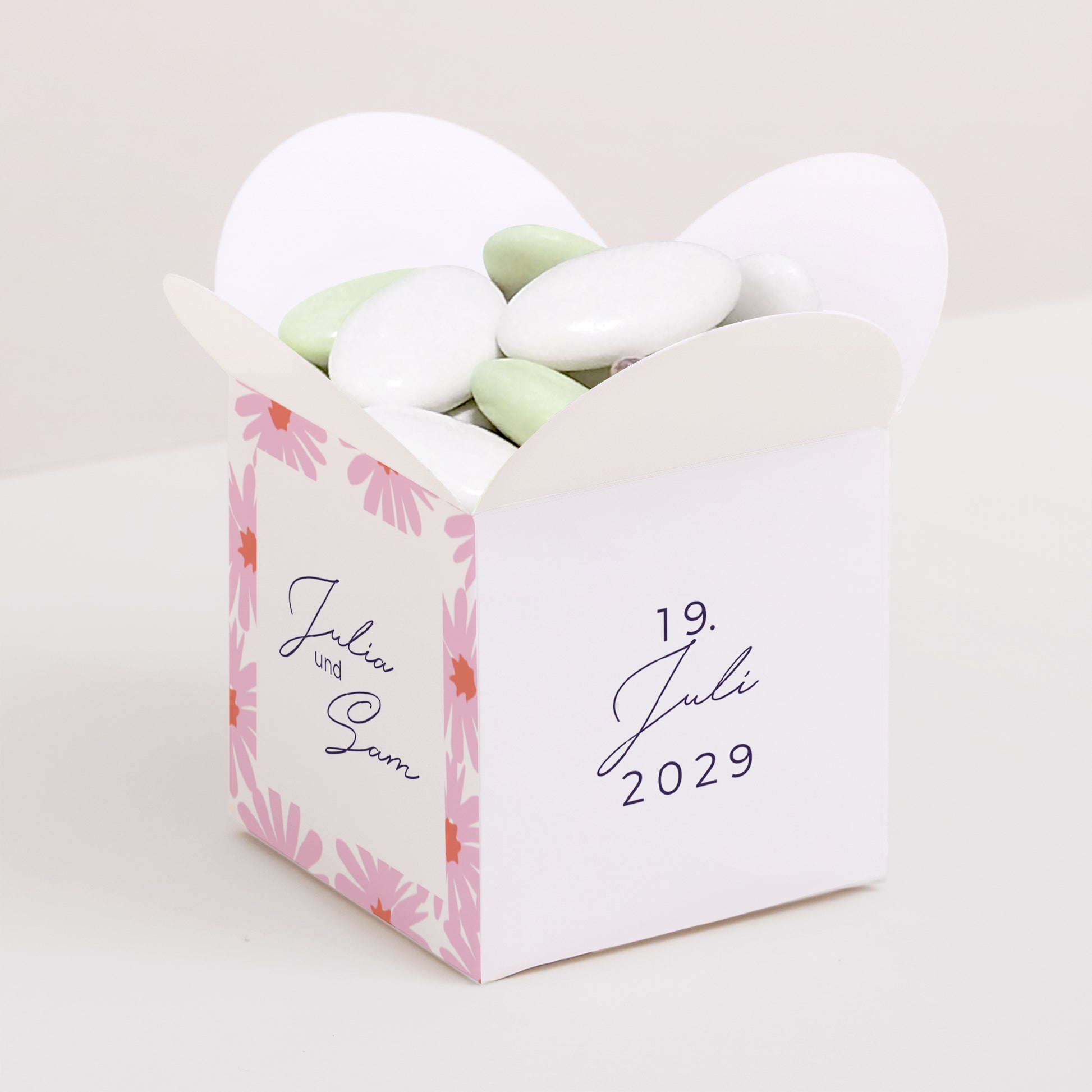 Geschenkbox Hochzeit Schmetterlingsöffnung Blumen Pop III foto N° 1