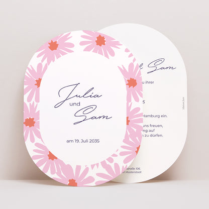 Hochzeitseinladung oval Blumen Pop III foto N° 1