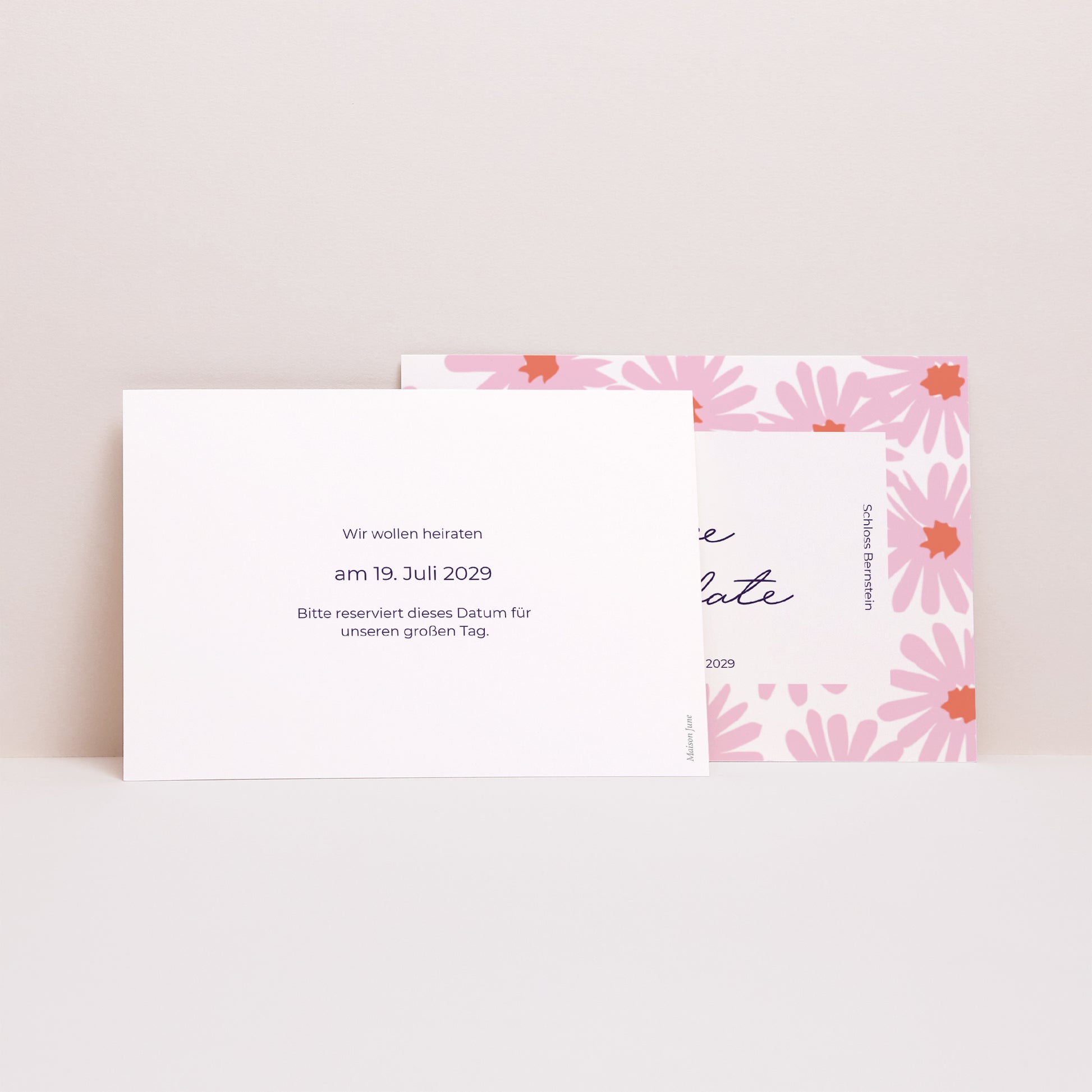 Save the date Karte Hochzeit Landschaft Blumen Pop III foto N° 2