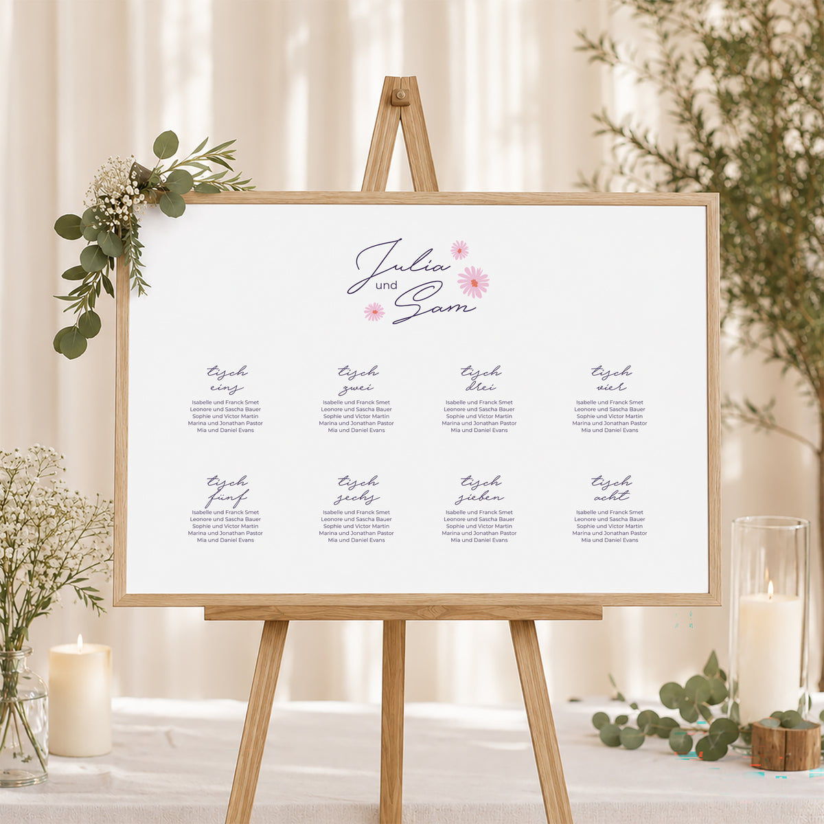 Sitzplan Hochzeit Landschaft 90 x 60 cm Blumen Pop III foto N° 1