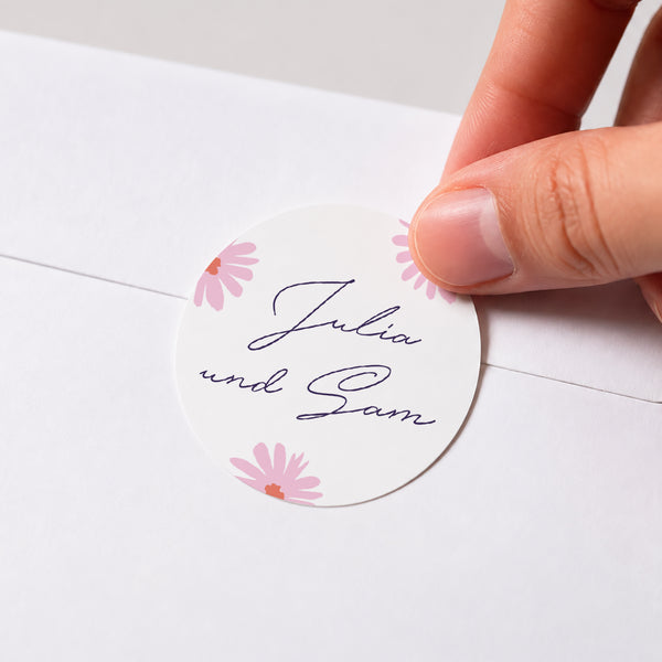 Sticker Hochzeit Rund Blumen Pop III foto