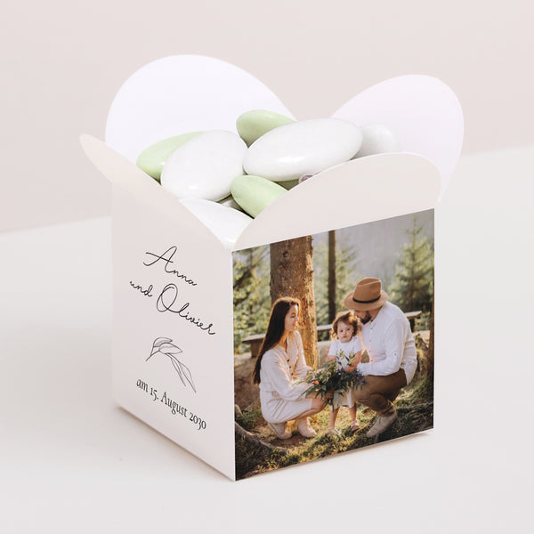 Geschenkbox Hochzeit Schmetterlingsöffnung Mama und Papa Zweig foto