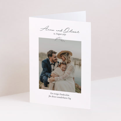 Dankeskarte Hochzeit Doppelflügelporträt Mama und Papa Zweig foto N° 1