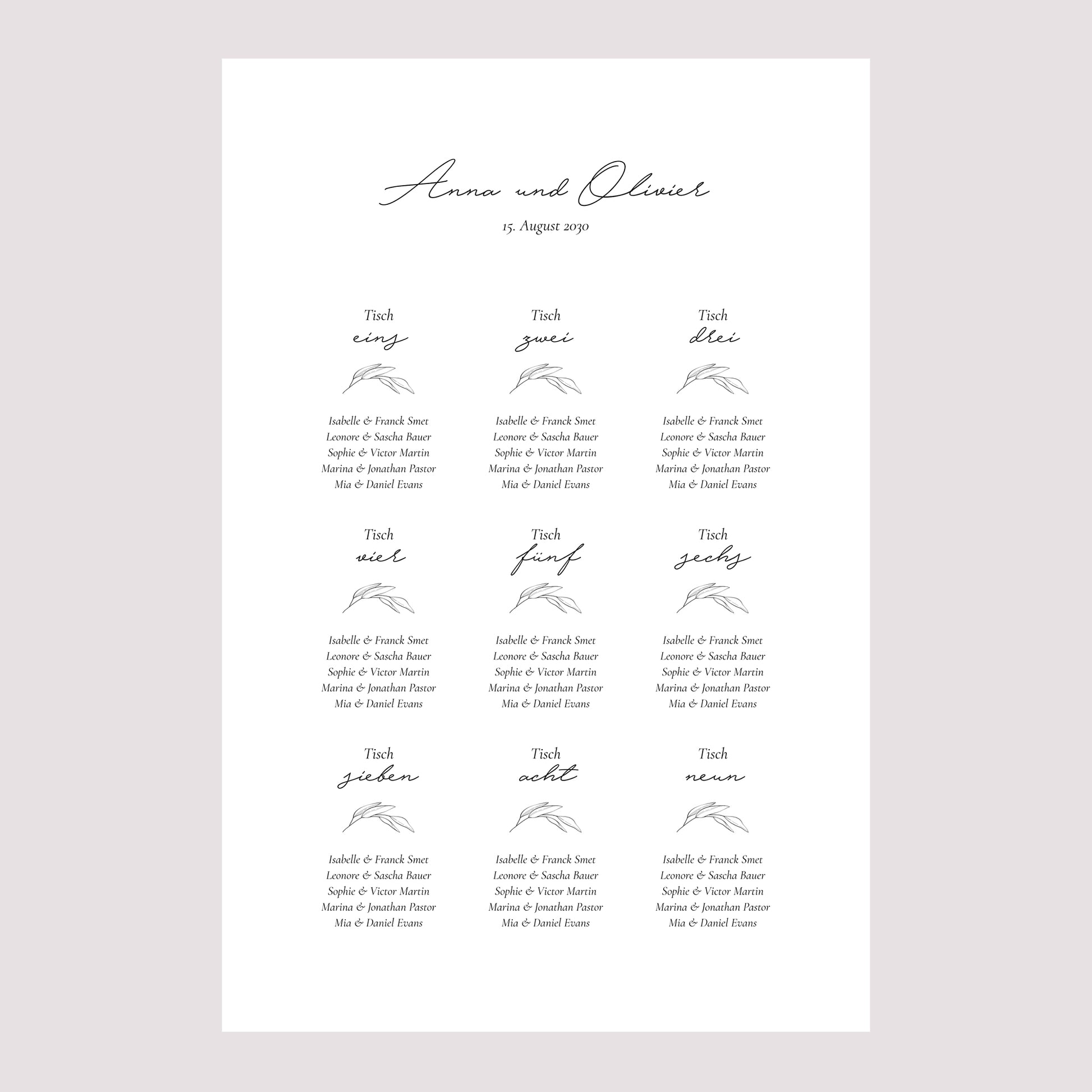 Sitzplan Hochzeit Porträt Mama und Papa Zweig foto N° 2