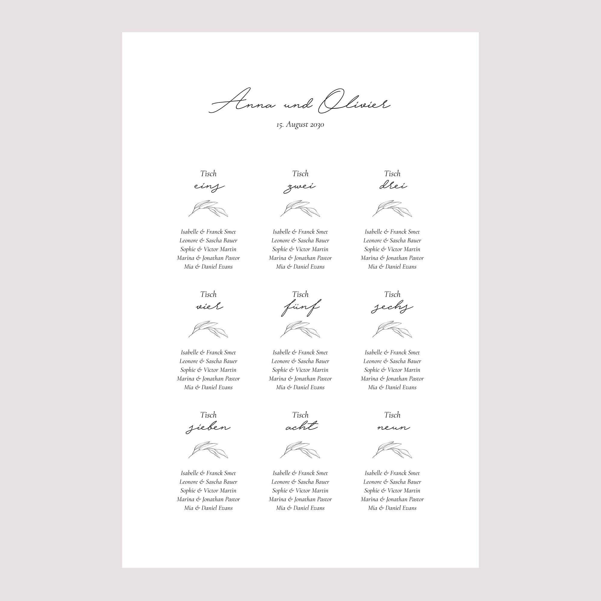 Sitzplan Hochzeit Porträt Mama und Papa Zweig foto N° 2