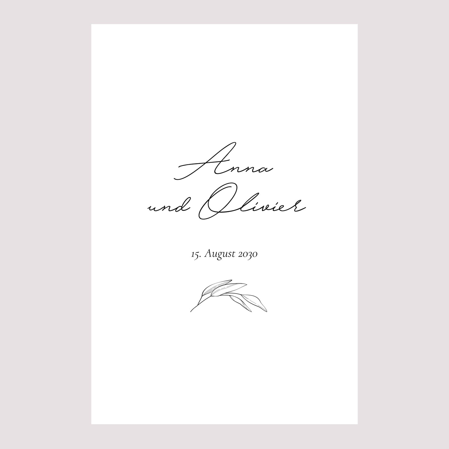 Begrüßungstafel Hochzeit Porträt 60 x 90 cm Mama und Papa Zweig foto N° 2