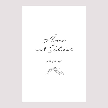 Begrüßungstafel Hochzeit Porträt 60 x 90 cm Mama und Papa Zweig