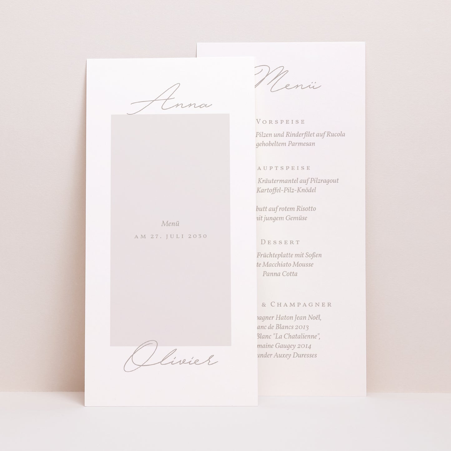Menükarte Hochzeit Panoramatisches Porträt Typo-Skript Foto II foto N° 1