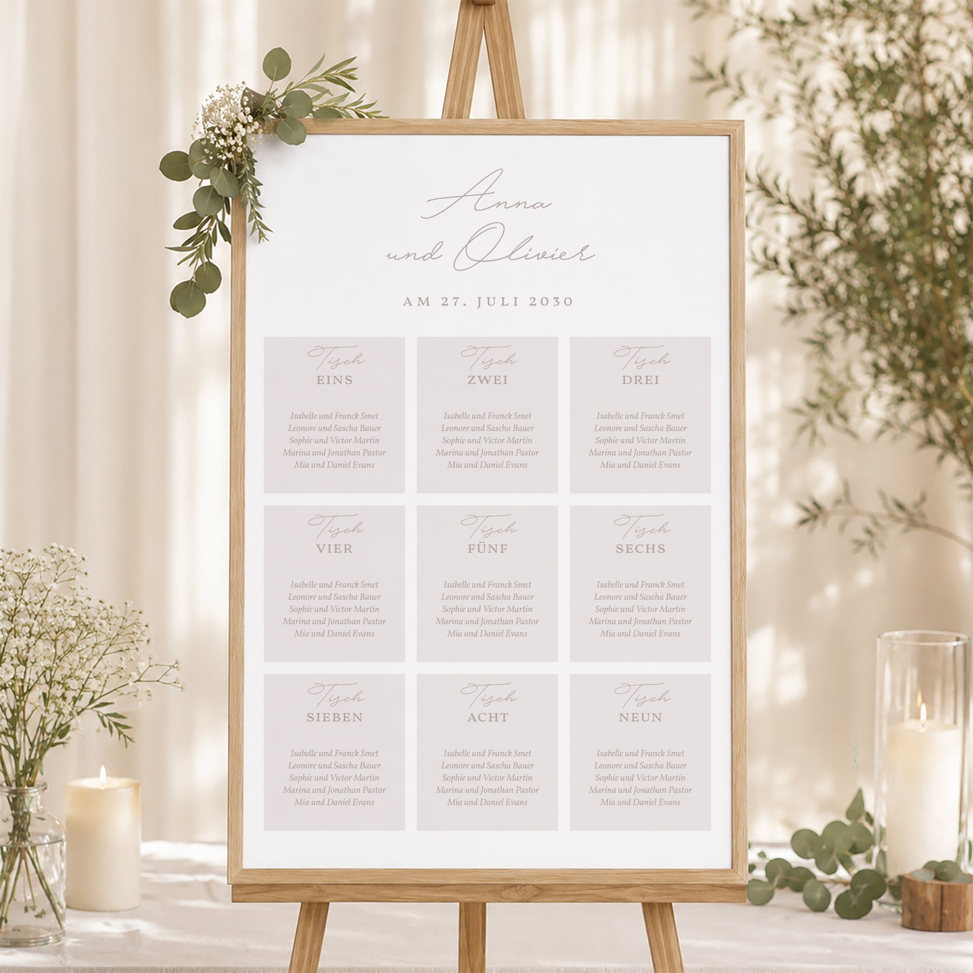 Sitzplan Hochzeit Porträt 60 x 90 cm Typo-Skript Foto II foto N° 1