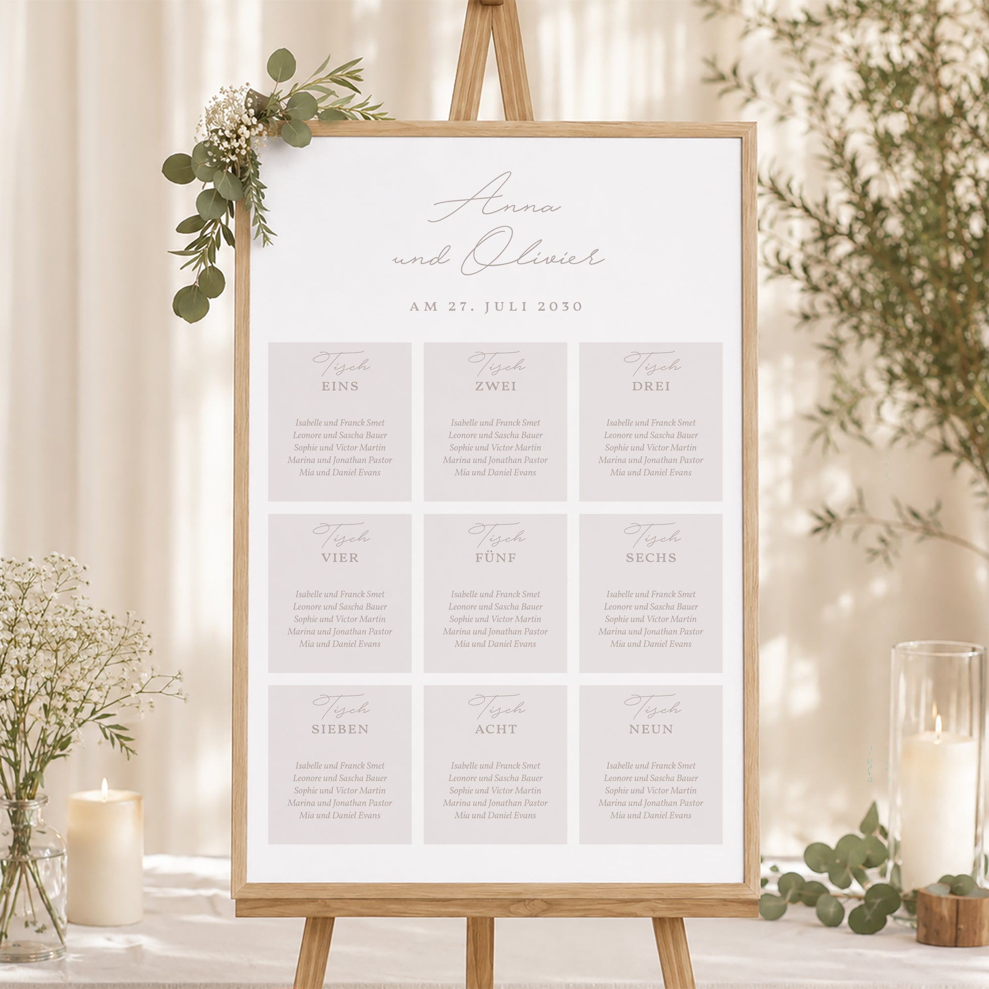 Sitzplan Hochzeit Porträt 60 x 90 cm Typo-Skript Foto II foto N° 1