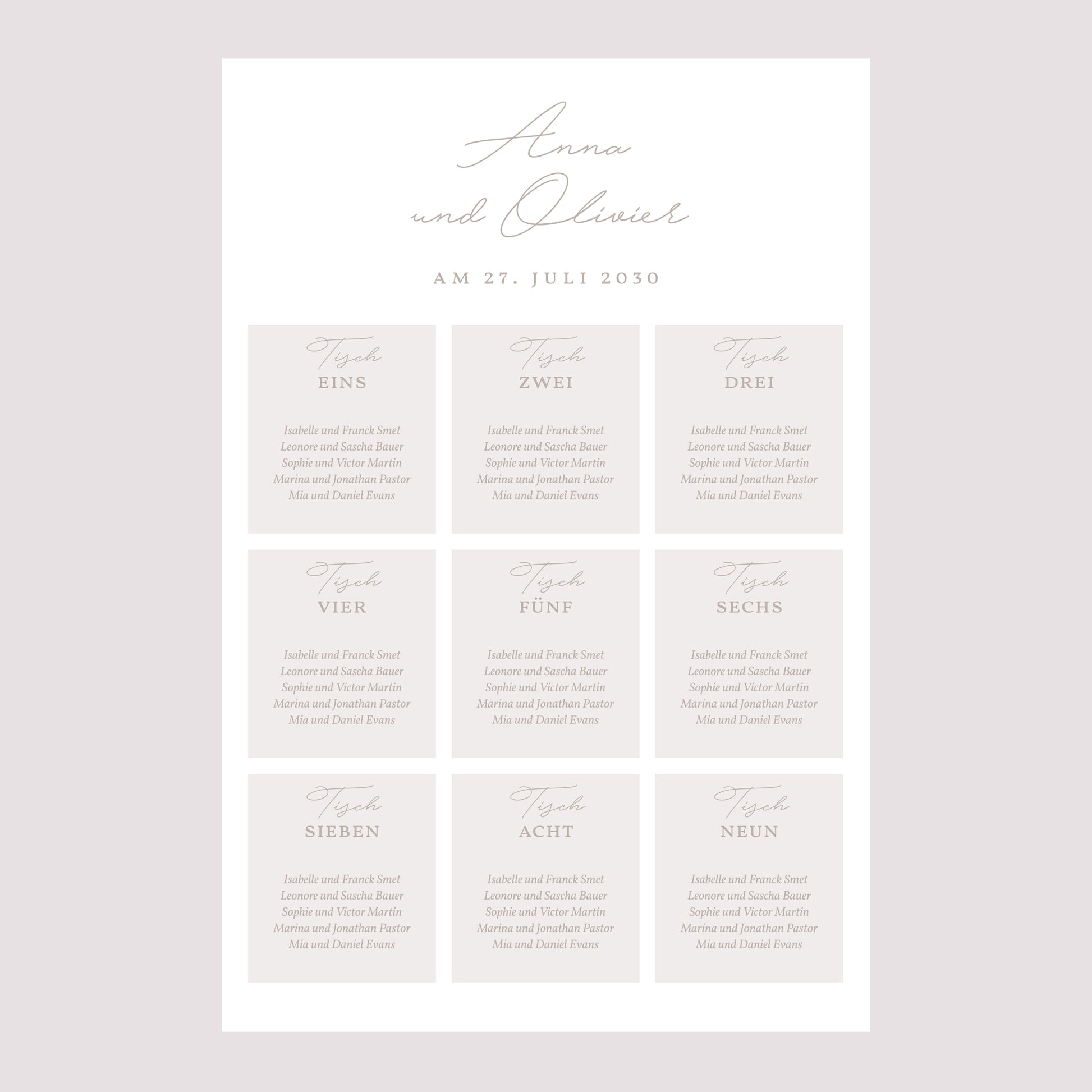 Sitzplan Hochzeit Porträt 60 x 90 cm Typo-Skript Foto II foto N° 2