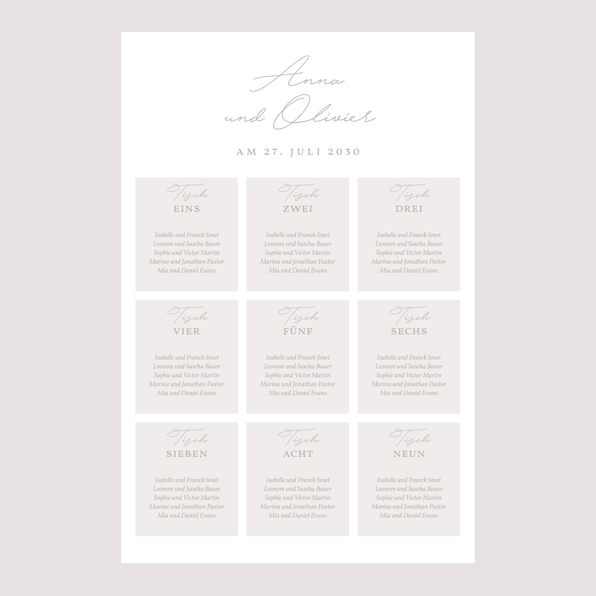 Sitzplan Hochzeit Porträt 60 x 90 cm Typo-Skript Foto II foto N° 2