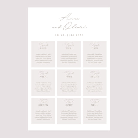 Sitzplan Hochzeit Porträt 60 x 90 cm Typo-Skript Foto II