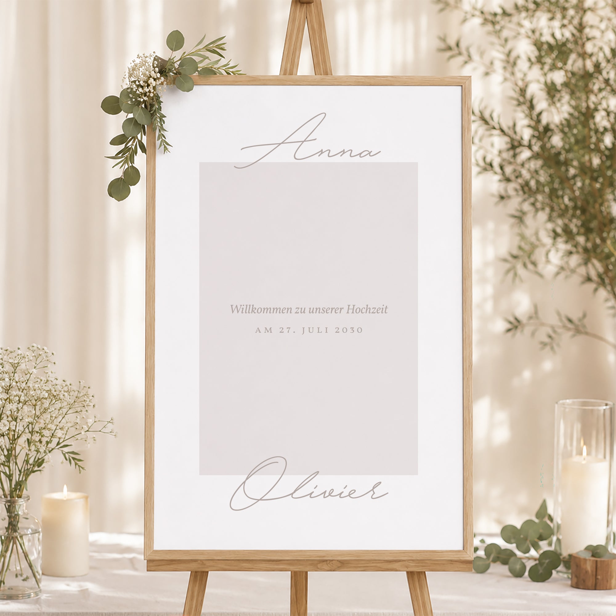 Begrüßungstafel Hochzeit Porträt 60 x 90 cm Typo-Skript Foto II foto N° 1