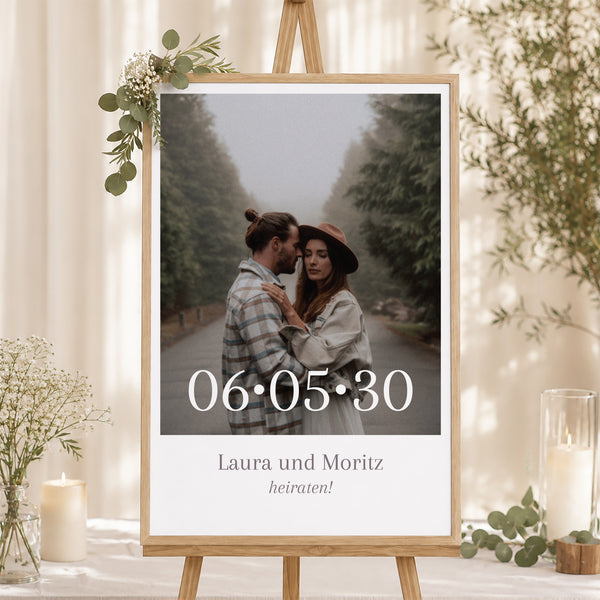 Begrüßungstafel Hochzeit Porträt 60 x 90 cm Mama und Papa heiraten foto