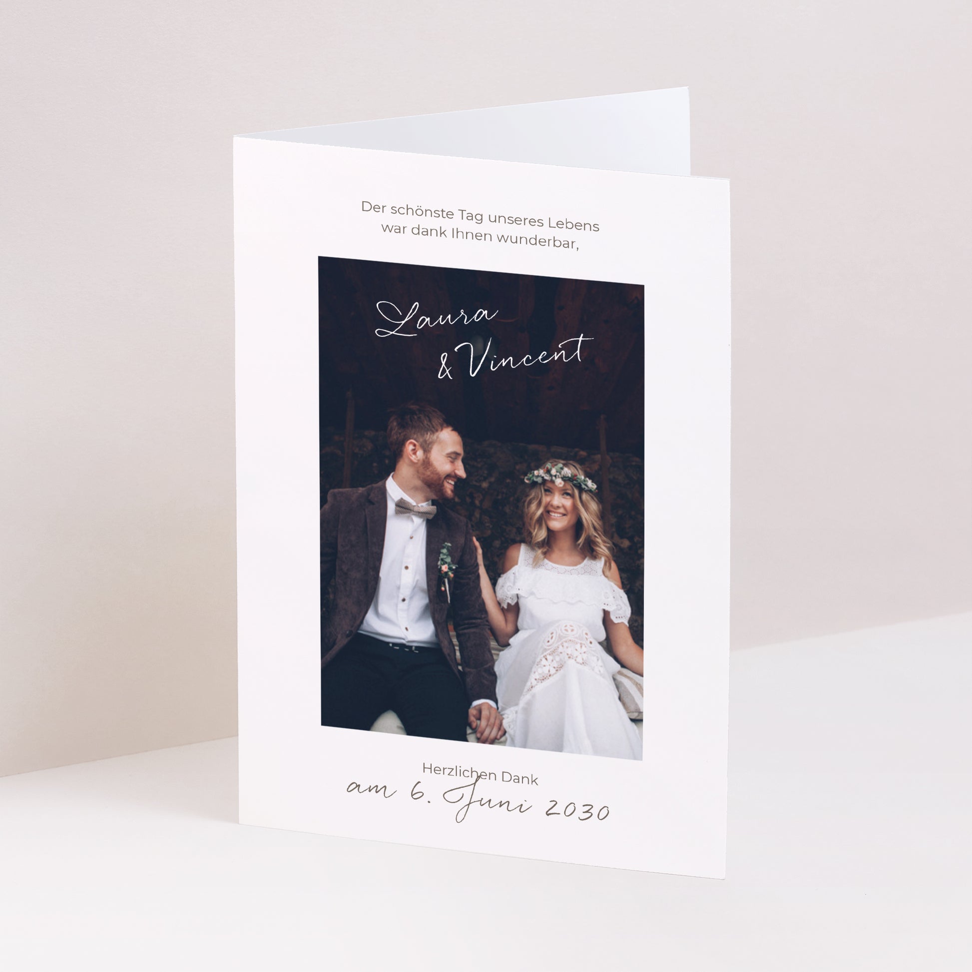 Dankeskarte Hochzeit Doppelflügelporträt Mama und Papa heiraten II foto N° 1