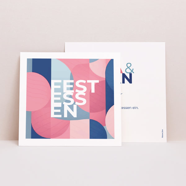 Einladungskarte Hochzeit Quadrat Pink & Blue foto