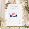 Begrüßungstafel Hochzeit Porträt 60 x 90 cm Pink & Blue foto N° 1