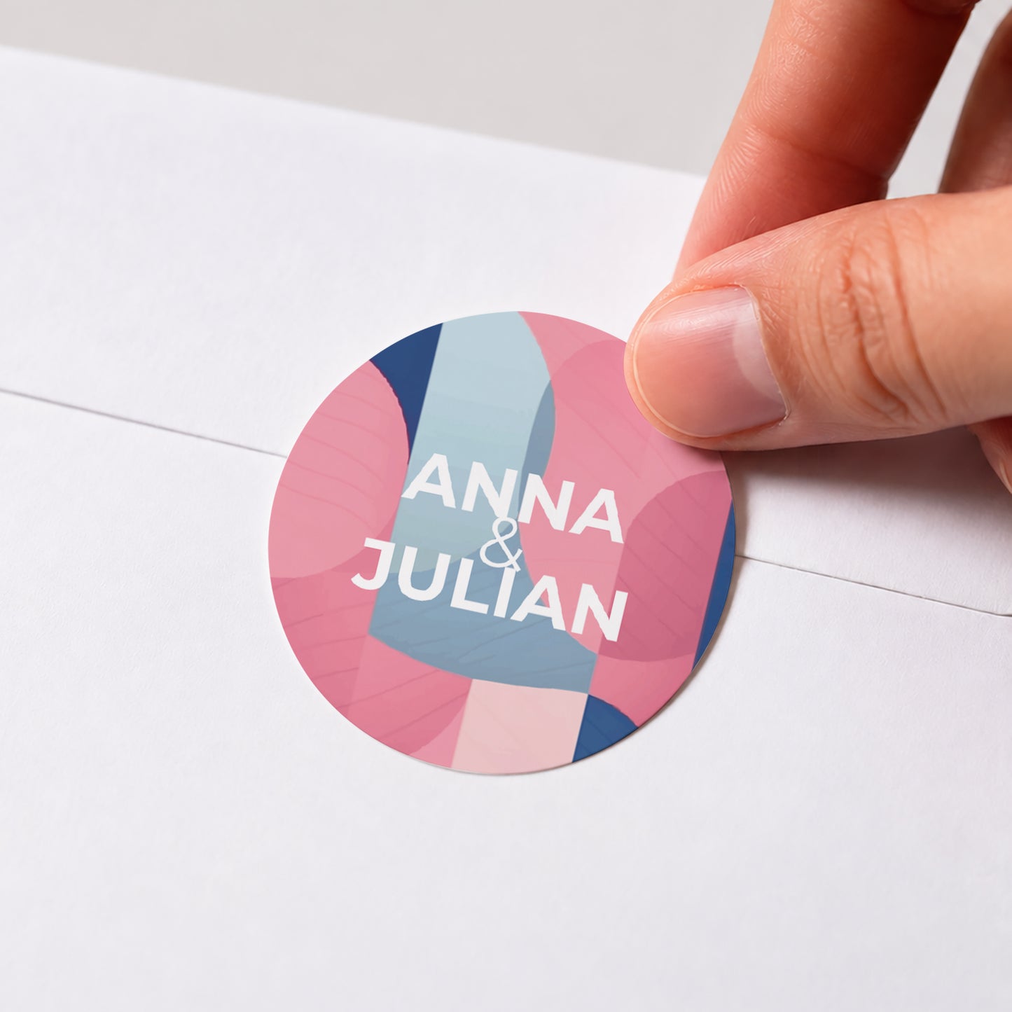 Sticker Hochzeit Rund Pink & Blue foto N° 1