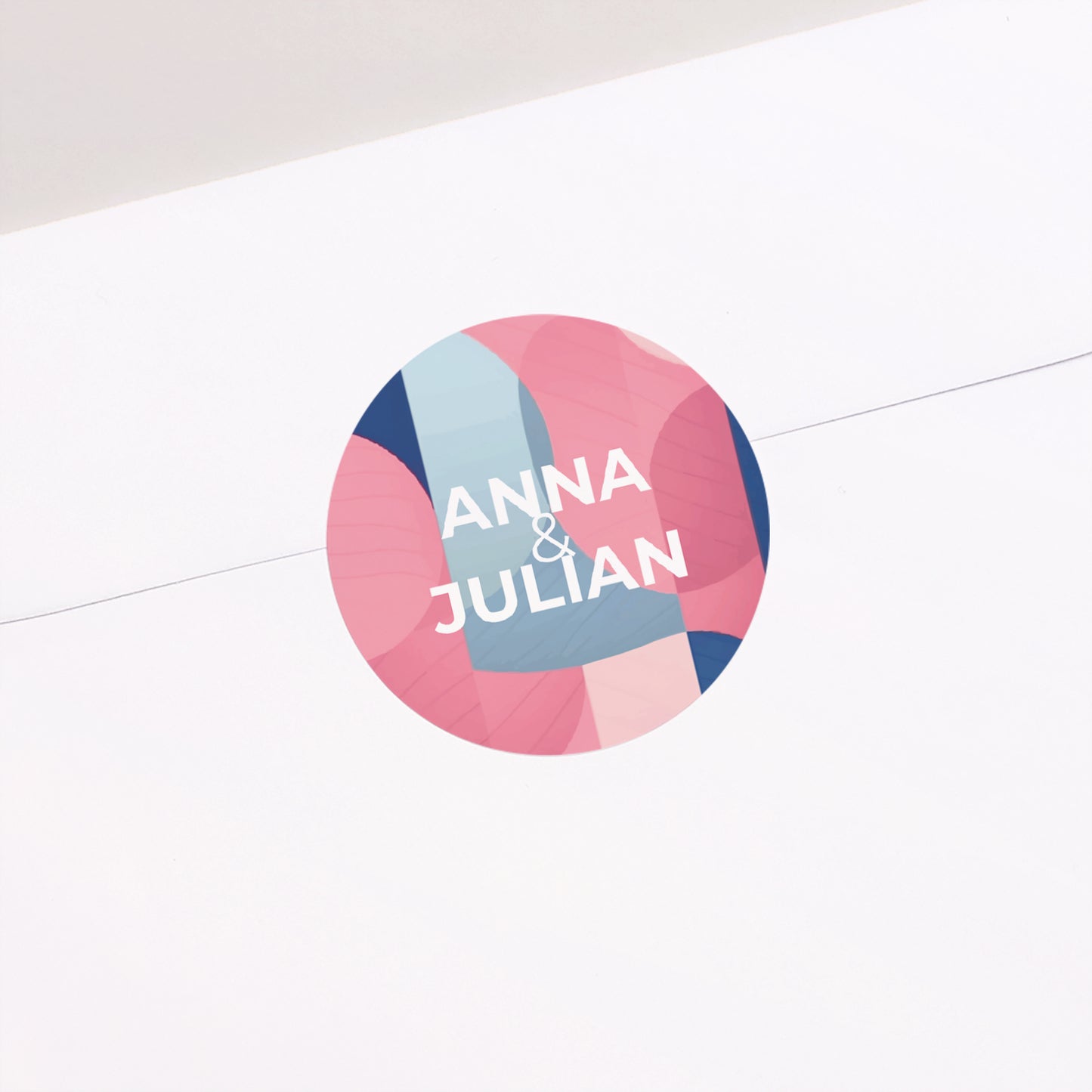 Sticker Hochzeit Rund Pink & Blue foto N° 2