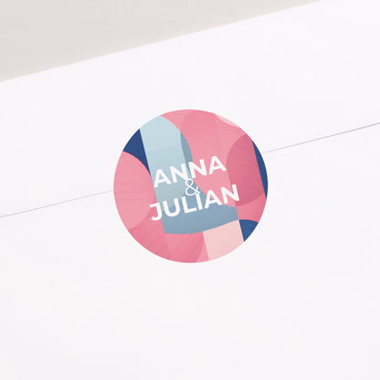 Sticker Hochzeit Rund Pink & Blue foto N° 2