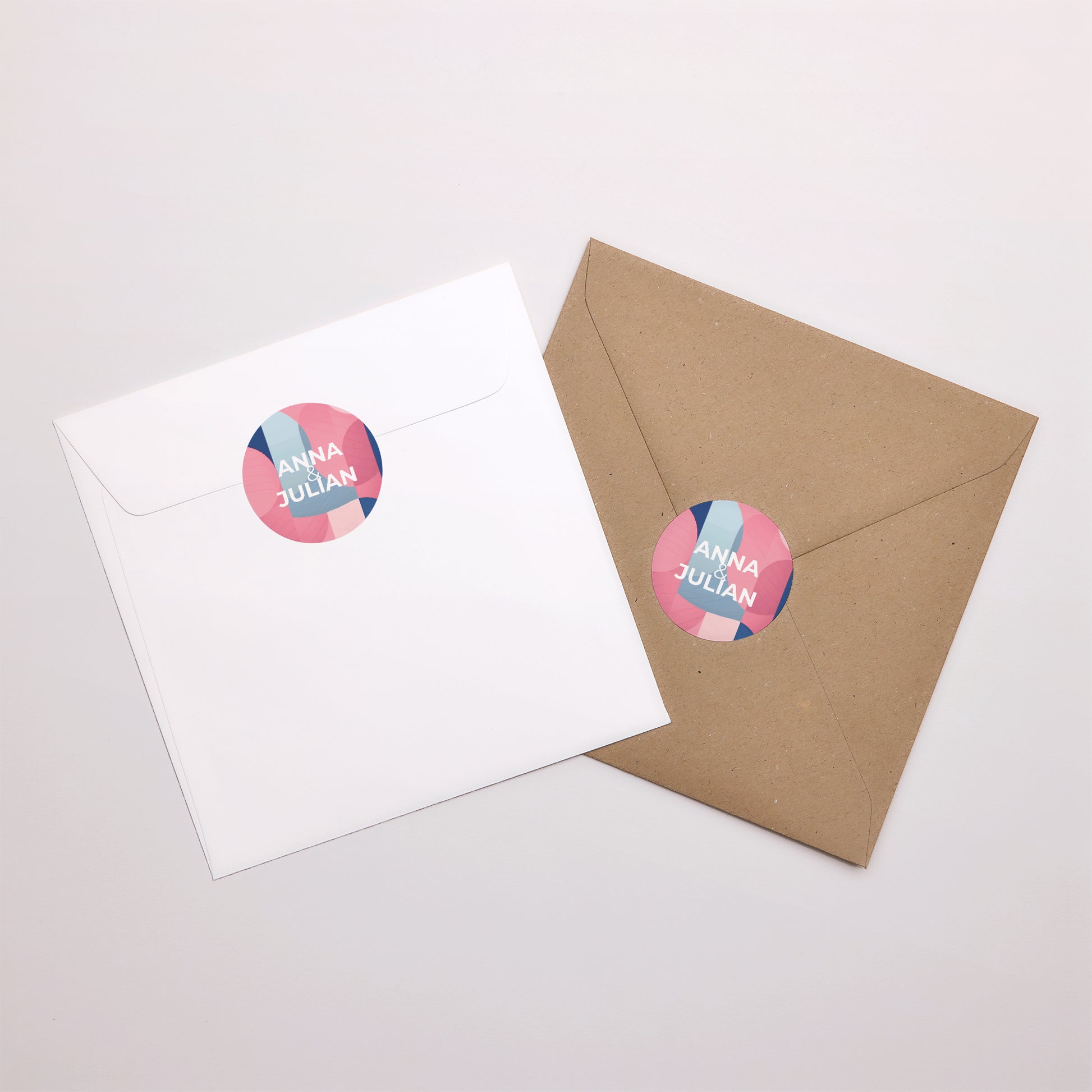 Sticker Hochzeit Rund Pink & Blue foto N° 4