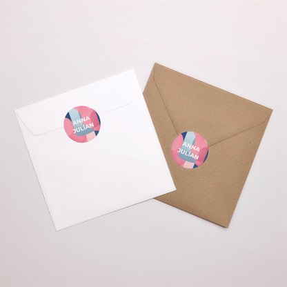 Sticker Hochzeit Rund Pink & Blue foto N° 4