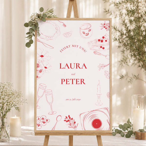 Begrüßungstafel Hochzeit Porträt 60 x 90 cm Be our guest! foto