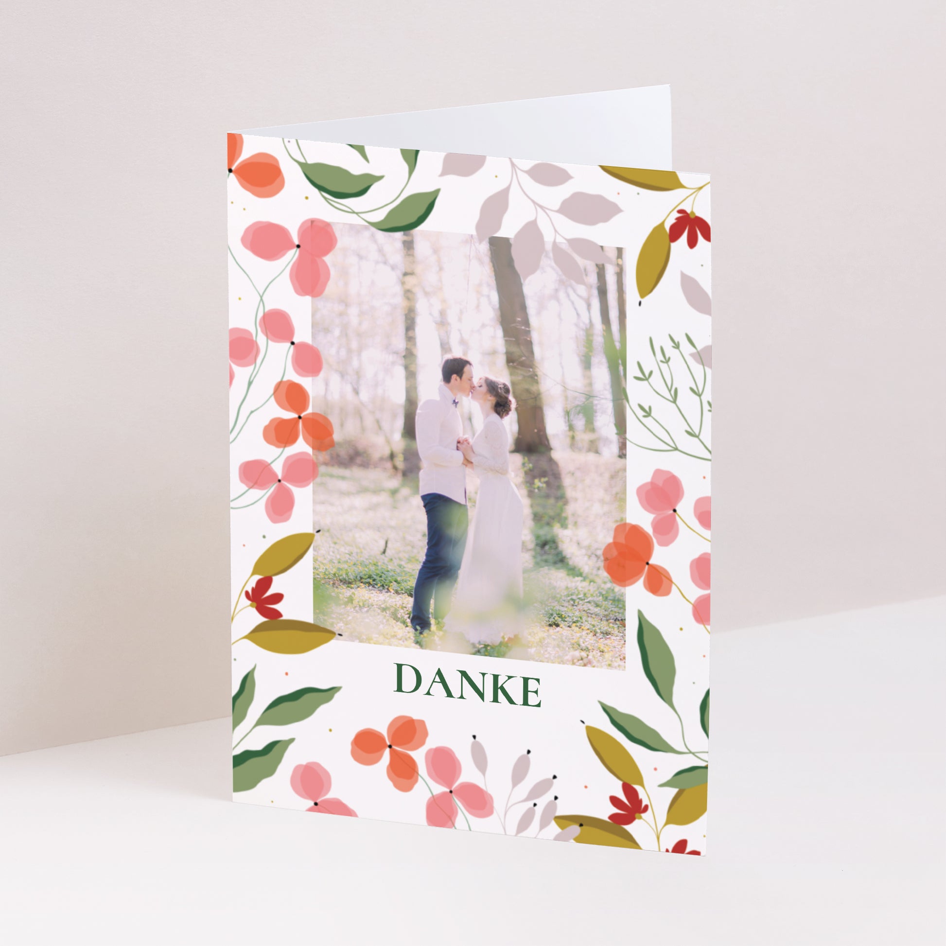 Dankeskarte Hochzeit Doppelflügelporträt Pflanzrahmen III foto N° 1
