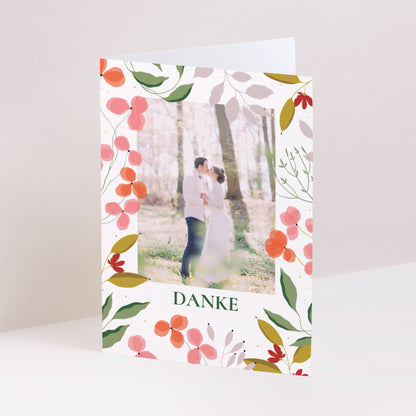Dankeskarte Hochzeit Doppelflügelporträt Pflanzrahmen III foto N° 1