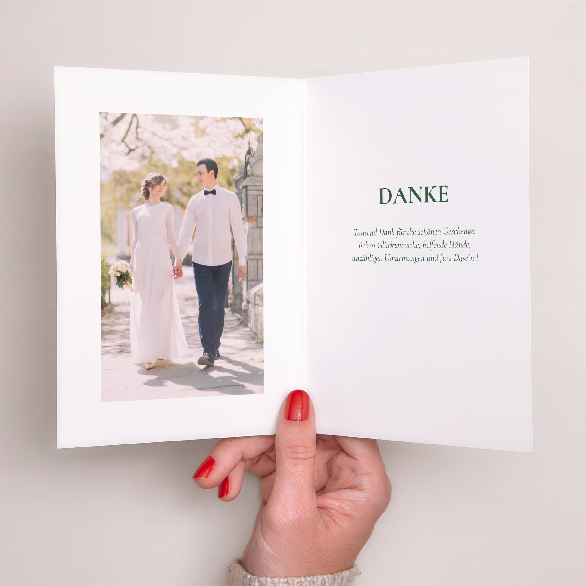 Dankeskarte Hochzeit Doppelflügelporträt Pflanzrahmen III foto N° 2