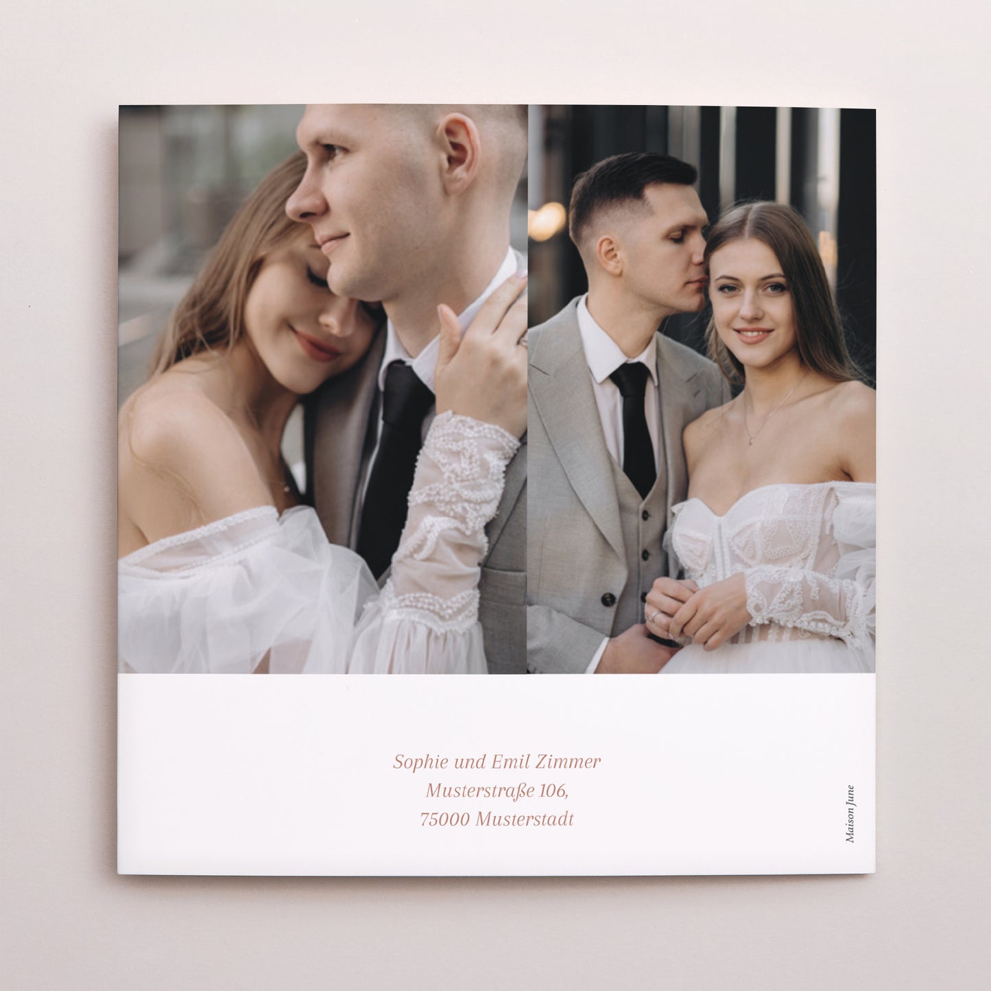Dankeskarte Hochzeit Doppelflügiges Quadrat Gereinigt foto N° 3