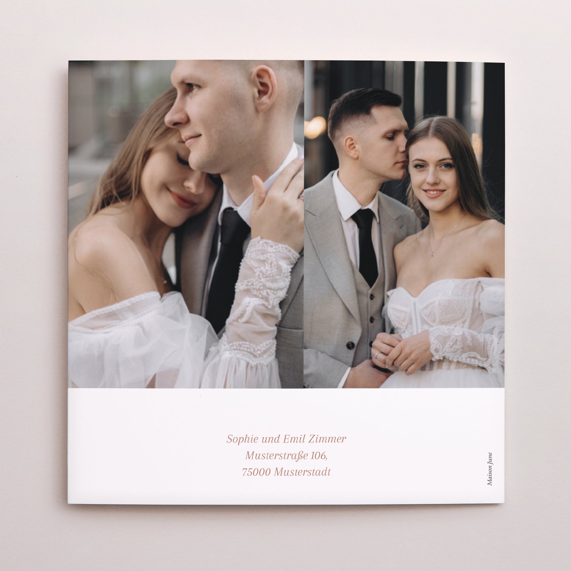 Dankeskarte Hochzeit Doppelflügiges Quadrat Gereinigt foto N° 3