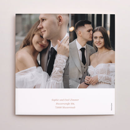 Dankeskarte Hochzeit Doppelflügiges Quadrat Gereinigt foto N° 3
