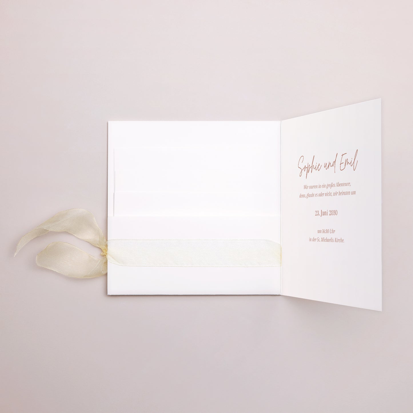 Hochzeitseinladung Quadratische Hülle, 3 Karten, Etikett Gereinigt foto N° 3
