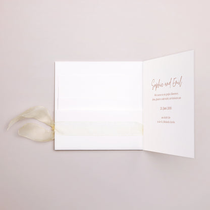 Hochzeitseinladung Quadratische Hülle, 3 Karten, Etikett Gereinigt foto N° 3